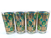 Load image into Gallery viewer, Georges Briard Signed Mid-Century Blue and Green Kaleidoscope Glasses (Set of 4)
