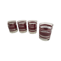 Load image into Gallery viewer, Georges Briard Signed Burgundy and Silver Double Old Fashion Glasses (Set of 4)
