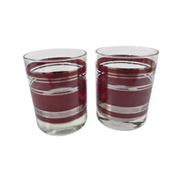 Load image into Gallery viewer, Georges Briard Signed Burgundy and Silver Double Old Fashion Glasses (Set of 2)
