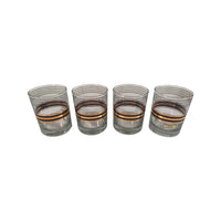 Load image into Gallery viewer, Culver Signed 22-Karat Gold and Black Striped Double Old Fashion Glasses (Set of 4)
