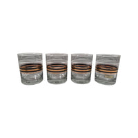 Load image into Gallery viewer, Culver Signed 22-Karat Gold and Black Striped Double Old Fashion Glasses (Set of 4)
