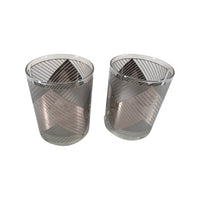 Load image into Gallery viewer, Culver Signed Mid-Century Silver Images Chevron Double Old Fashion Glasses (Set of 2)

