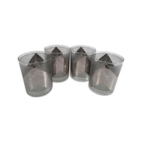 Load image into Gallery viewer, Culver Signed Mid-Century Silver Images Chevron Double Old Fashion Glasses (Set of 4)
