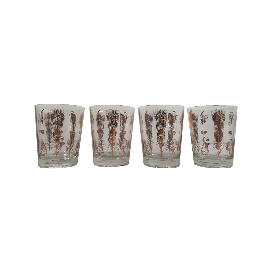 Fred Press Signed Mid-Century Birds of a Feather Highball Glasses (Set