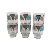 Load image into Gallery viewer, Retro Turquoise and Gold Deco Style Glasses (Set of 6)
