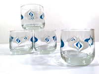 Load image into Gallery viewer, Mid-Century Blue and White Atomic Roly Poly Glasses (Set of 4)
