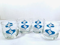 Load image into Gallery viewer, Mid-Century Blue and White Atomic Roly Poly Glasses (Set of 4)
