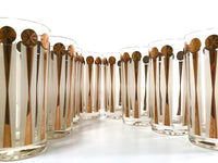 Load image into Gallery viewer, Fred Press Signed Mid-Century Gold and White Atomic Star Glasses (Set of 8 with Carrier)
