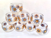 Load image into Gallery viewer, Federal Glass Mid-Century Field of Daisies Small Roly Poly Whiskey Glasses (Set of 8)
