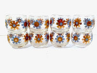 Load image into Gallery viewer, Federal Glass Mid-Century Field of Daisies Small Roly Poly Whiskey Glasses (Set of 8)
