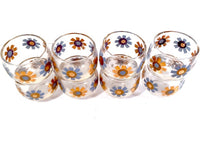 Load image into Gallery viewer, Federal Glass Mid-Century Field of Daisies Small Roly Poly Whiskey Glasses (Set of 8)
