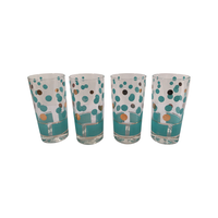Load image into Gallery viewer, Fred Press Signed Mid-Century Turquoise and 22-Karat Gold Polka Dot Glasses (Set of 4)
