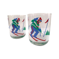 Load image into Gallery viewer, Georges Briard Signed Mid-Century Skier Double Old Fashion Glasses (Set of 2)
