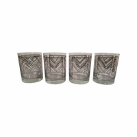 Load image into Gallery viewer, Georges Briard Signed Mid-Century Silver Geometric Double Old Fashion Glasses (Set of 4)
