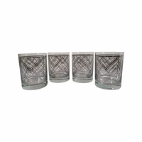 Load image into Gallery viewer, Georges Briard Signed Mid-Century Silver Geometric Double Old Fashion Glasses (Set of 4)
