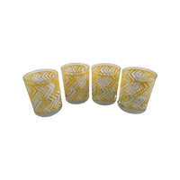 Load image into Gallery viewer, Georges Briard Signed Mid-Century Yellow Chevron Double Old Fashion Glasses (Set of 4)
