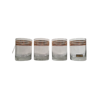 Load image into Gallery viewer, Culver Signed Mid-Century Gold and White Bands Double Old Fashion Glasses (Set of 4)
