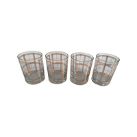 Load image into Gallery viewer, Georges Briard Signed Mid-Century Golden Squares Double Old Fashion Glasses (Set of 4)
