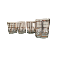 Load image into Gallery viewer, Georges Briard Signed Mid-Century Golden Squares Double Old Fashion Glasses (Set of 4)
