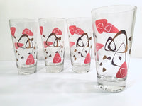 Load image into Gallery viewer, Federal Glass Mid-Century Pink and 22-Karat Gold Amoeba Boomerang Atomic 5-Piece Cocktail Set
