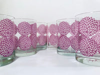 Load image into Gallery viewer, Georges Briard Signed Mid-Century Lavender and White Zinnia Double Old Fashion Glasses (Set of 6)
