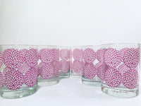 Load image into Gallery viewer, Georges Briard Signed Mid-Century Lavender and White Zinnia Double Old Fashion Glasses (Set of 6)
