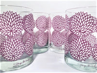 Load image into Gallery viewer, Georges Briard Signed Mid-Century Lavender and White Zinnia Double Old Fashion Glasses (Set of 6)
