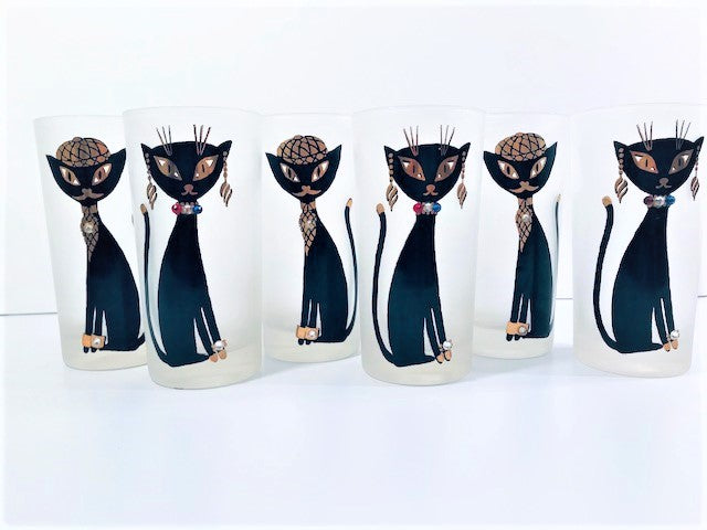 Maida Armour Siamese Hipster Cat Highball Glasses (Set of 6)