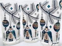 Load image into Gallery viewer, Georges Briard Signed Mid-Century Christmas Tree Branch and Ornament Highball Glasses (Set of 6)
