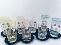 Load image into Gallery viewer, Fred Press Signed Mid-Century Atomic Sunburst Highball 17-Piece Set
