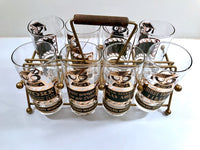 Load image into Gallery viewer, Georges Briard Signed Mid Century Muddled Wisdom 10-Piece Bar Set and Bar Cloth
