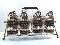 Load image into Gallery viewer, Georges Briard Signed Mid Century Muddled Wisdom 10-Piece Bar Set and Bar Cloth
