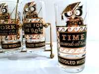 Load image into Gallery viewer, Georges Briard Signed Mid Century Muddled Wisdom 10-Piece Bar Set and Bar Cloth
