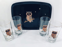Load image into Gallery viewer, Couroc Signed Mid-Century Black and 22-Karat Gold Owl 5-Piece Set
