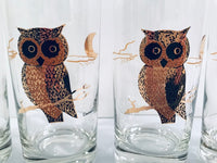 Load image into Gallery viewer, Couroc Signed Mid-Century Black and 22-Karat Gold Owl 5-Piece Set
