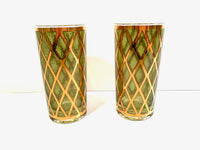 Load image into Gallery viewer, Culver Signed Mid-Century 22-Karat Gold and Green Diamond Highball Glasses (Set of 2)
