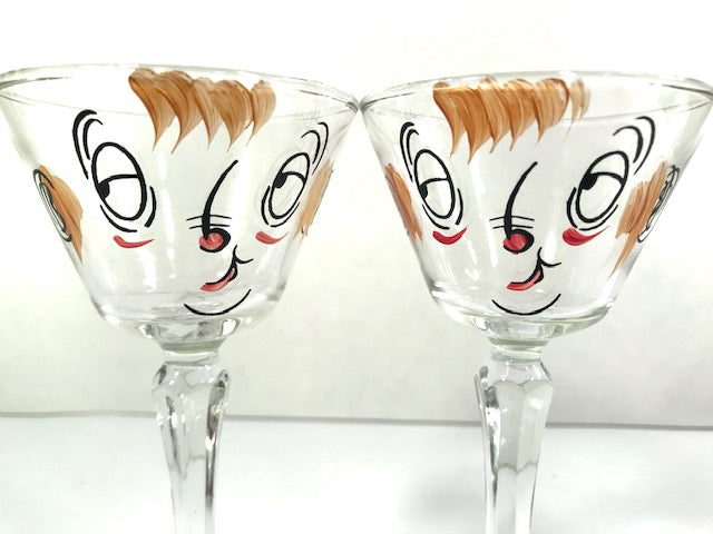 Vintage Hand Painted Nautical Flag Martini Glasses - Set 6 – J