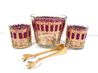 Load image into Gallery viewer, Culver Signed Mid-Century Cranberry Scroll 4-Piece Bar Set
