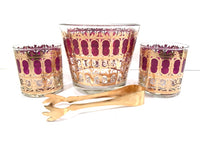 Load image into Gallery viewer, Culver Signed Mid-Century Cranberry Scroll 4-Piece Bar Set
