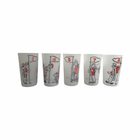 Load image into Gallery viewer, Mid-Century Kitsch Humorous Frosted Golf Glasses (Set of 5)
