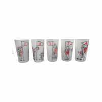 Load image into Gallery viewer, Mid-Century Kitsch Humorous Frosted Golf Glasses (Set of 5)
