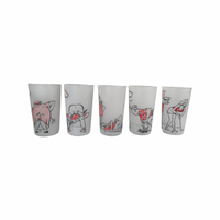 Load image into Gallery viewer, Mid-Century Kitsch Humorous Frosted Golf Glasses (Set of 5)
