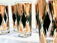 Load image into Gallery viewer, Fred Press Signed Mid-Century 22-Karat Gold and Black Diamond Glasses (Set of 6)
