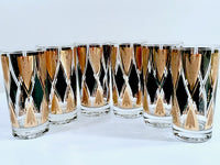 Load image into Gallery viewer, Fred Press Signed Mid-Century 22-Karat Gold and Black Diamond Glasses (Set of 6)
