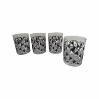 Load image into Gallery viewer, Culver Signed Mid-Century Silver, Black and Frosted Double Old Fashion Glasses (Set of 4)
