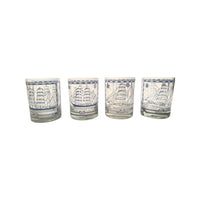 Load image into Gallery viewer, Georges Briard Signed Mid-Century Blue and White Ships Double Old Fashion Glasses (Set of 4)
