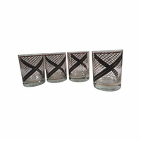 Load image into Gallery viewer, Georges Briard Signed Mid-Century Gold and Black Swirl Double Old Fashion Glasses (Set of 4)
