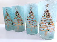 Load image into Gallery viewer, Federal Glass Mid-Century Blue Christmas Glasses (Set of 4)

