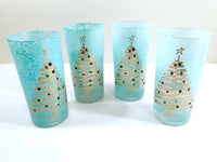 Load image into Gallery viewer, Federal Glass Mid-Century Blue Christmas Glasses (Set of 4)
