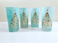 Load image into Gallery viewer, Federal Glass Mid-Century Blue Christmas Glasses (Set of 4)
